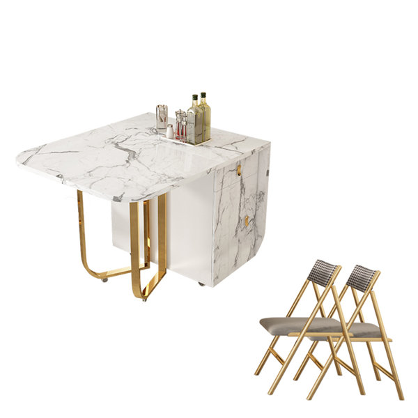 Everly Quinn Foldable Small Dining Table Set Small Apartment Dining